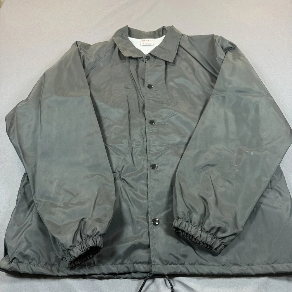 Vintage DARE Coaches‎ Jacket Cardinal Black Made in USA Large Snap Windbreaker